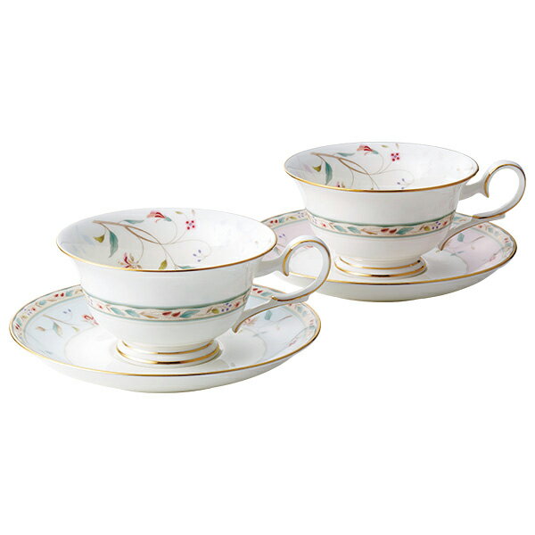 Noritake ノリタケ 花更紗 ティー・コーヒー碗皿ペア（色変り） (プレゼント/ギフト/GIFT) のし 包装 ラッピング メッセージカード 無料