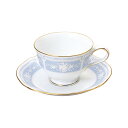 ノリタケ レースウッドゴールド ティー・コーヒー碗皿(ブルー・1客) (プレゼント/ギフト/GIFT) のし 包装 ラッピング メッセージカード 無料