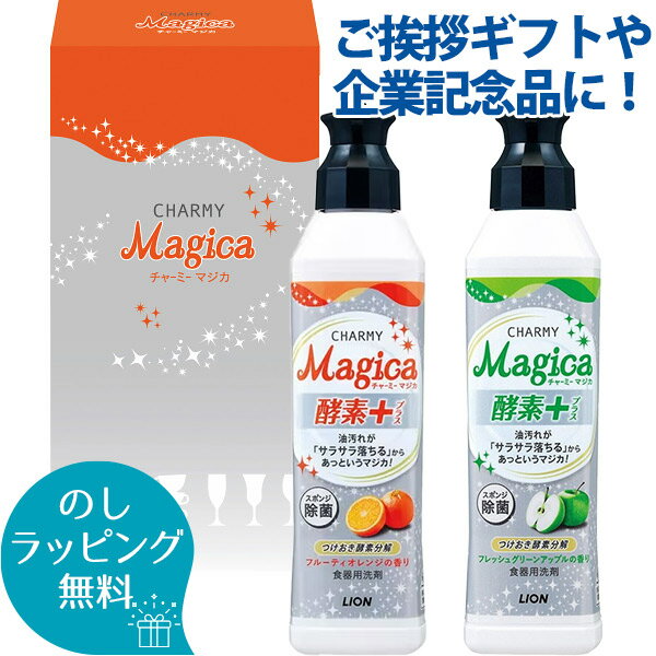 8個で送料無料 ライオン チャーミーマジカ 220ml 2本 セット LCM-2A スポンジ 除菌のし 包装 メッセージカード 無料 引っ越し ごあいさつ 台所用 キッチン 洗剤 ギフト 引越し ご挨拶 記念品 粗品