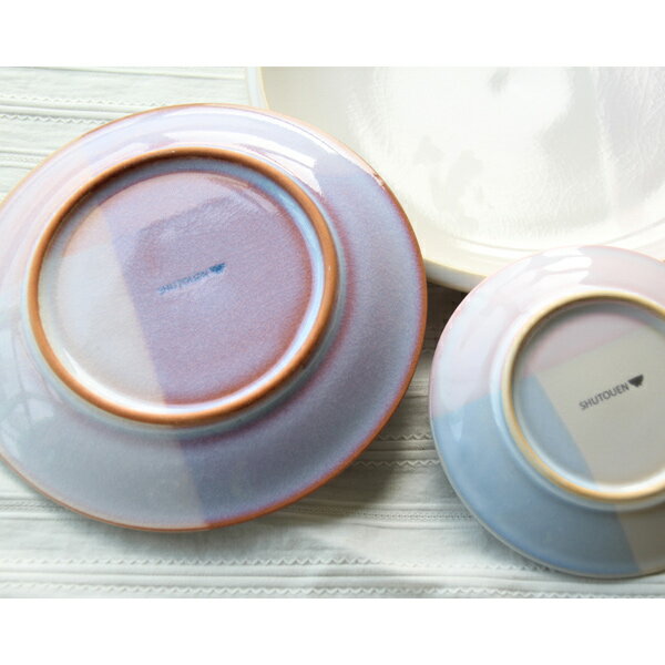 食器 おしゃれ 萩焼 Shikisai トリオプレート （木箱） 和食器 椿萩窯 青 ピンク ギフト プレゼント 3