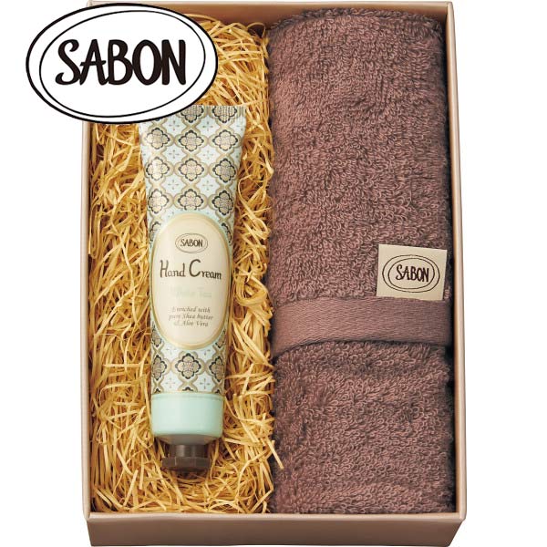 サボン SABON ハンドクリームミニ30ml＆オーガニックタオル〈ホワイトティー〉SAB-46 名入れなし