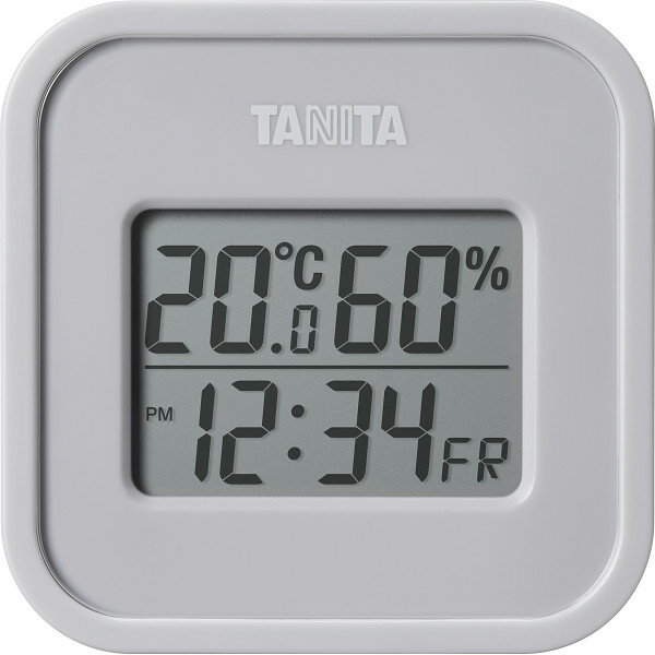 デジタル温湿度計 ウォームグレー 〈TT588GY〉 〔豆6〕 卓上温湿度計