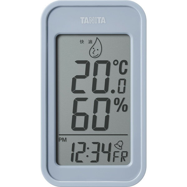 デジタル温湿度計 ブルーグレー 〈TT589BL〉 〔A5〕 壁掛け温湿度計