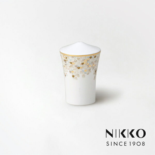 NIKKO(ニッコー) SPANGLES(スパングルス) ソルト 〈12471-6657〉 陶器 キャニスター キッチン用品 おしゃれ 保存容器 調味料入れ ストッカー プロ仕様 スパンコール 金 ゴールド 白 ホワイト 食洗機可