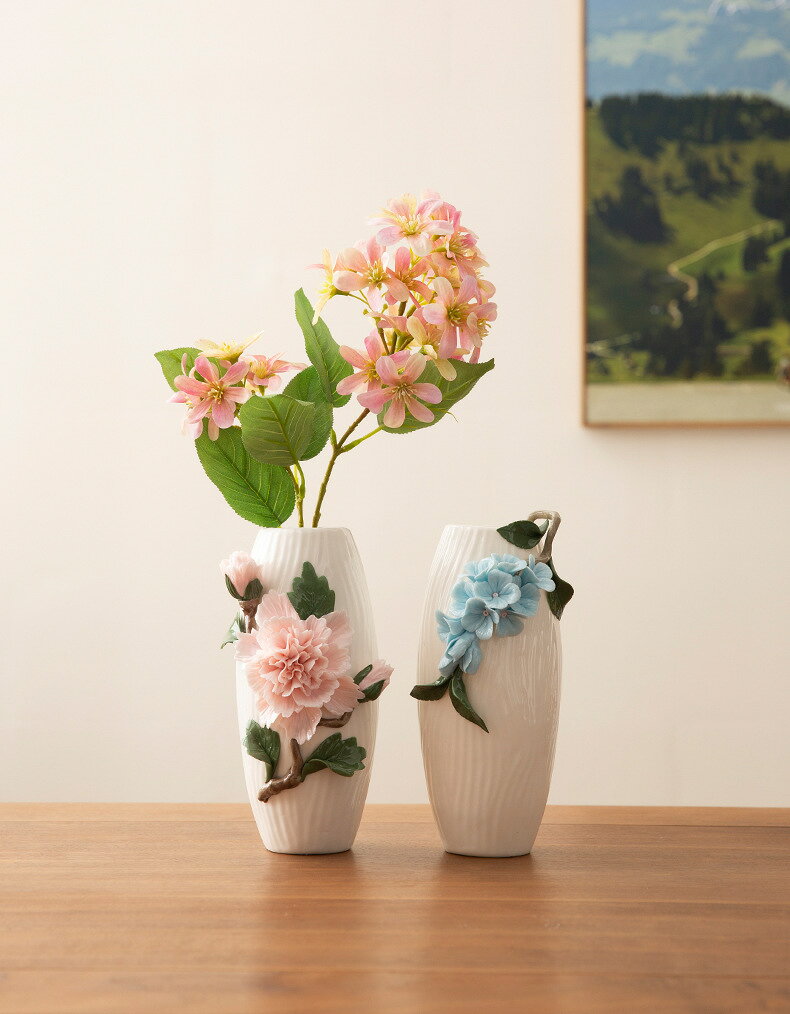花瓶 陶器 一輪挿し 花器 フラワーベース セラミック 花柄 おしゃれ 生け花 インテ...