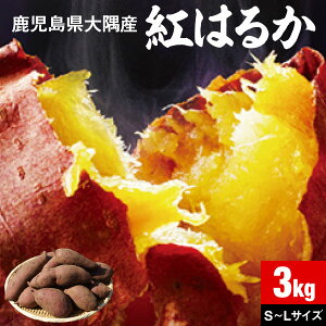 【ポイント2倍】 さつまいも 紅はるか 鹿児島 生芋 3kg 1箱 送料無料 S〜L混載 土付き 美味しい 鹿児島県 大隅産 美容 ギフト べにはるか サツマイモ 焼き芋に