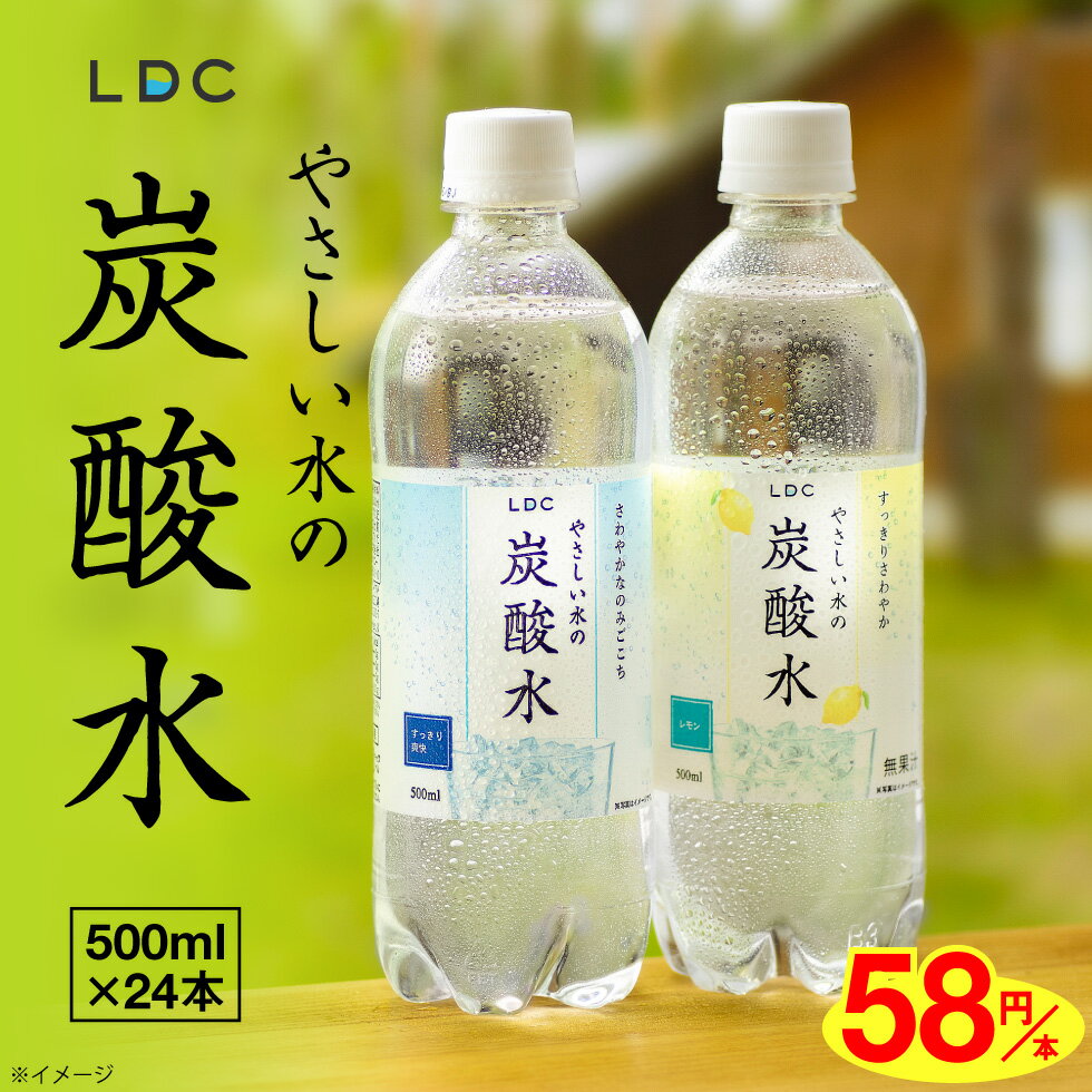 【ポイント2倍 最短当日出荷 1本59円】 炭酸水 選べる24本 500ml 24本 プレーン レモン フレーバー LDC 無糖炭酸水 レモン炭酸水 山形産 やさしい水の炭酸水 （1箱） ソーダ水 レモン風味 美味しい 国産 ケース まとめ買い 無糖炭酸 ソーダ ハイボール 割材 ペットボトル