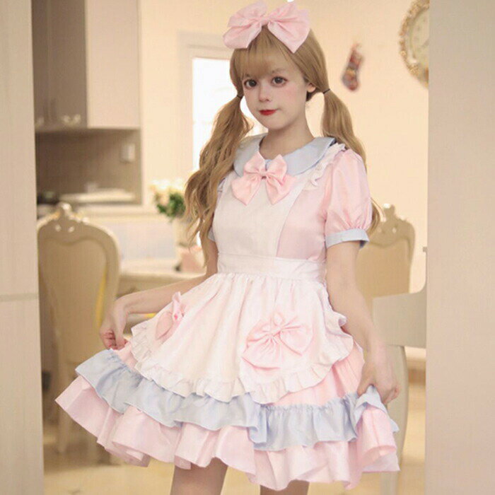 Rakuten - メイド服 コスプレ コンカフェ メイド 衣装 妹系 ピンクメイド 可愛いリボン メイドコスチューム ハロウィン仮装 レディース メンズ ハロウィンメイド イベント パーティー 大人 女装 ハロウィン 学園祭 撮影