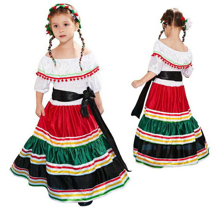 樂天商城 - コスプレ衣装 女の子 メキシコ 民族衣装 コスチューム ハロウィン キッズ ミニワンピース 女の子 おとぎ話 童話 トランプ コスチューム cosplay 宴会 余興 忘年会 園際 文化際 仮装 舞台 ダンス衣装 可愛い 踊り子 ハロウィン 子供服 S M L