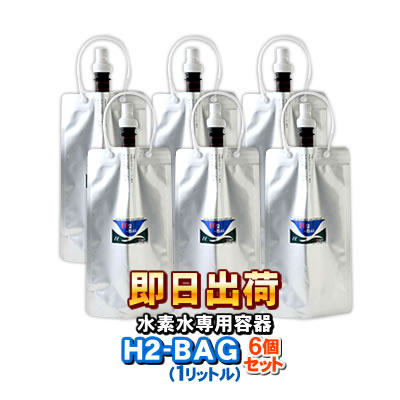 H2-BAG 1リットル 水素水用真空保存容器 エイチツーバッグ 【6個セット】【あす楽対応】【送料無料】