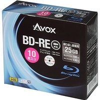 送料無料！AVOX ブルーレイディスク BD-RE 繰り返し録画用 25G 1-2倍速 10枚 パック BE130RAPW10A