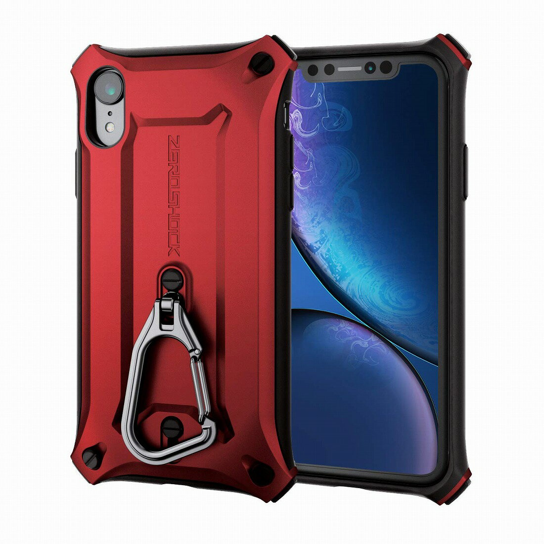 【 13時まで決済完了で当日発送 】 エレコム iPhone XR ケース 衝撃吸収 ZEROSHOCK カラビナ付き MIL規格準拠 レッド PM-A18CZEROKRD 送料無料 即納