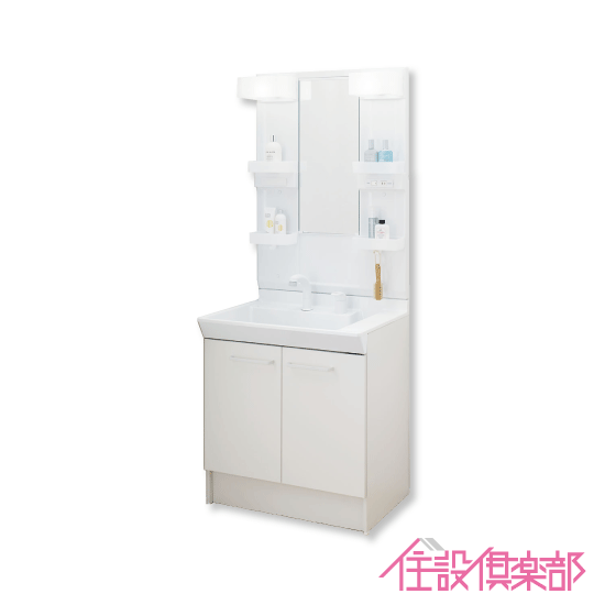 洗面化粧台 PV ミラーキャビネットセット 幅:75cm 高さ:185cm シングルレバーシャワー水栓 PV2N-755S(4)Y,MPV1-751XFJ リク...