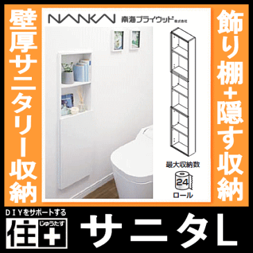 サニタL・壁厚サニタリー収納（トイレ収納、Sanita、飾り棚+隠す収納、飾り棚、）壁厚収納、DIY【南海プライウッド】【NANKAI】【じゅうたす・住＋】★大型便★