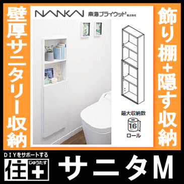 サニタM・壁厚サニタリー収納（トイレ収納、Sanita、飾り棚+隠す収納、飾り棚、）壁厚収納、DIY【南海プライウッド】【NANKAI】【じゅうたす・住＋】★大型便★