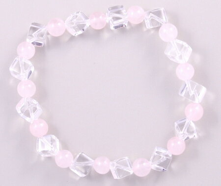 【無料ラッピング 敬老の日 お誕生日 内祝い ギフト お返し】白水晶サイコロプレス ローズ交互入り【天然石】【パワーストーン】【水晶,数珠】【パール,ブレス...