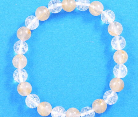 【無料ラッピング 敬老の日 お誕生日 内祝い ギフト お返し】爆裂水晶ミックス8ミリ ルチル交互入り【天然石】【パワーストーン】【水晶,数珠】【ブレスレット...