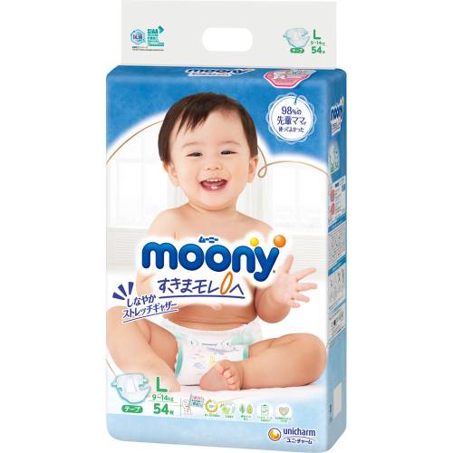 【ユニチャーム】ムーニー オムツ テープ L 9-14kg　54枚【moony】【ムーニー】【おむつ】