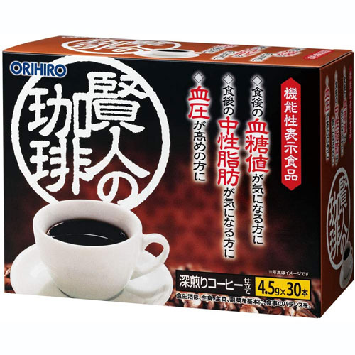 商品特徴 ■食後の血糖値や中性脂肪が気になる方、血圧が高めの方に。 ■イソマルトデキストリン＆GABAの2つの機能性関与成分を配合した機能性表示食品。 ■手軽に利用できるスティックタイプの粉末コーヒー。 【保健機能食品表示】 ・本品にはイソマルトデキストリン(食物繊維)が含まれます。イソマルトデキストリンには食後の血糖値の上がりやすい方の食後血糖値上昇や、食後に血中中性脂肪が高めになる方の食後血中中性脂肪上昇を穏やかにする機能が報告されており、食後の血糖値の上昇や血中中性脂肪の高さが気になる方に適しています。 ・本品にはGABAが含まれています。GABAには血圧が高めの方に適した機能があることが報告されています。 ※商品リニューアル等によりパッケージ及び容量等は変更となる場合があります。ご了承ください。 お召し上がり方 摂取方法 ・お食事の際に1本(4.5g)、一日1回を目安に約100mlのお湯や水に溶かしてお召し上がりください。 摂取上の注意 ・一日摂取目安量をお守りください。 ・原材料をご参照の上、食物アレルギーのある方はご利用を控えてください。 ・色や風味に違いがみられる場合がありますが、品質には問題ありません。 ・体質、体調により一時的にお腹がゆるくなることがあります。 ・冷たい水には溶けにくいことがあります。 ・降圧剤を服用中の方は、医師、薬剤師に相談してください。 原材料 イソマルトデキストリン、コーヒーパウダー、GABA 栄養表示 製品1本(4.5g)中 熱量：10.6kcal、たんぱく質：0.17g、脂質：0g、炭水化物：4.02g(糖質 ：0.95g、食物繊維：3.07g)、食塩相当量：0〜0.02g 機能性関与成分／製品1本(4.5g)中 イソマルトデキストリン(食物繊維として)：2.13g GABA：12.5mg ご注意 ・本品は、疾病の診断、治療、予防を目的としたものではありません。 ・本品は、疾病に罹患している者、未成年者、妊産婦(妊娠を計画している者を含む。)及び授乳婦を対象に開発された食品ではありません。 ・疾病に罹患している場合は医師に、医薬品を服用している場合は医師、薬剤師に相談してください。 ・体調に異変を感じた際は、速やかに摂取を中止し、医師に相談してください。 ・本品は、事業者の責任において特定の保健の目的が期待できるものとして、消費者庁長官に届出されたものです。ただし、特定保健用食品と異なり、消費者庁長官による個別審査を受けたものではありません。 ・食生活は、主食、主菜、副菜を基本に、食事のバランスを。 ■保存上の注意 ・開封したスティックは一度に使い切ってください。 ・溶かした後は早めにお召し上がりください。 ・お子様の手の届かない所に保管してください。 内容量 4.5g×30本入 広告文責 株式会社　ジューゴ　06-6972-5599 メーカー オリヒロプランデュ 0120-534-455 区分 日本製・機能性表示食品(E242)　