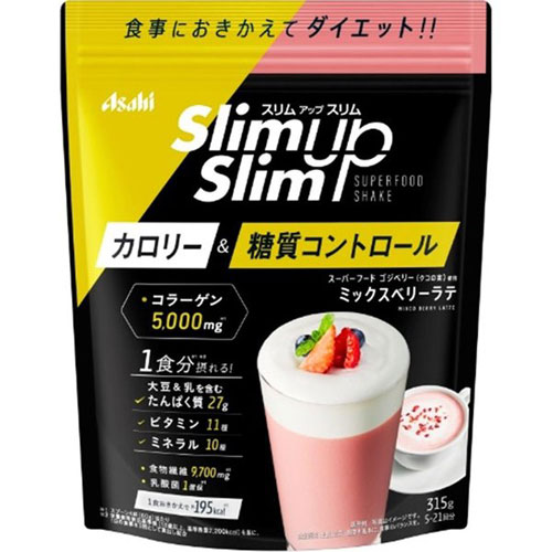 【アサヒグループ食品】スリムアップスリム　乳酸菌+スーパーフードシェイクミックスベリーラテ　315g..