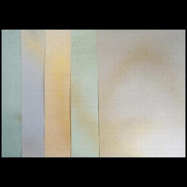 仮名料紙『つぼみ』半懐紙判 5色セット 20枚入り｜書道 書道用紙 かな料紙 本楮 金ぼかし 型打ち