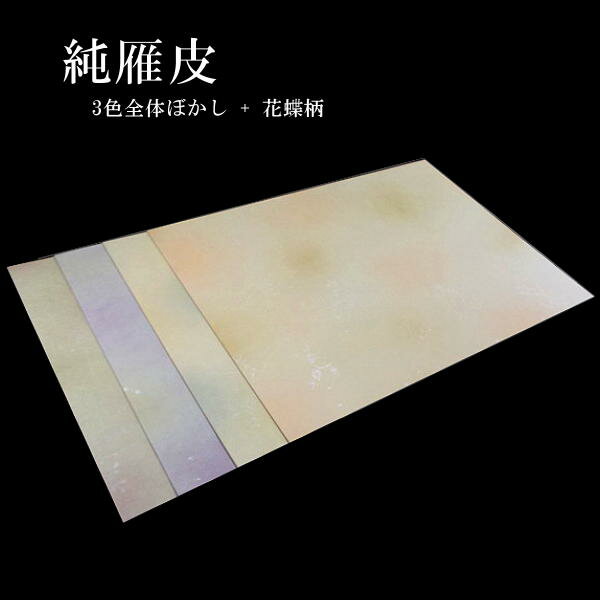 全壊紙料紙『雁皮紙』3色ぼかし 花鳥柄｜書道 書道用紙 料紙 仮名料紙 かな料紙