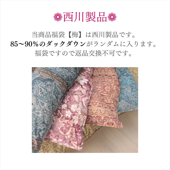 寝具【★お買い物マラソンスタートダッシュクーポン配布中★】西川 羽毛布団シングル 梅 2025福袋 2026福袋 お楽しみ袋 ハッピーバック ラッキーバック 色柄込み おすすめ オススメ ダックダウン85〜90％ 日本製 大特価 人気羽毛 シングルロング災害グッズ父の日 - 3