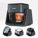 JYUNSEI ノンフライヤー 2in1 エアフライヤー&グリルパン 4L+1.5L 大容量 家庭用 最高温230℃ ノンオイル 唐揚げ/焼き魚対応 1~5人 デジタルタッチパネル 可視窓 温度調整 電気フライヤー PSE認証済12ヶ月保証 省エネ グレー