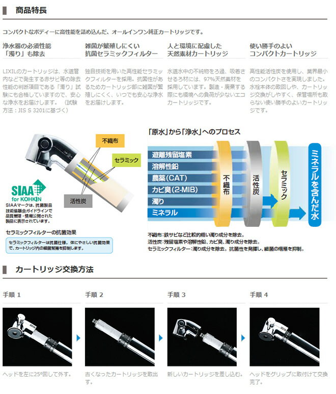 カートリッジ [JF-20-T] INAX イナックス 浄水器カートリッジ キッチン用水栓 キッチン水栓 蛇口 [ JF20T ] LIXIL 浄水 浄水栓 蛇口 交換用カートリッジ 活性炭 3本セット