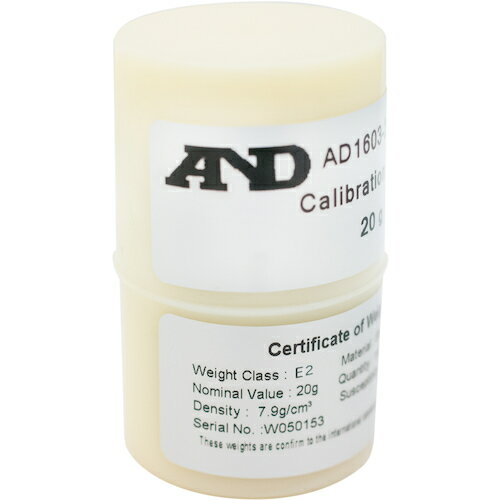 エー・アンド・デイ（A&D）　校正用分銅　OIML型円筒分銅　F1級　20g　AD1603−20F1　【品番：AD1603-20F1】