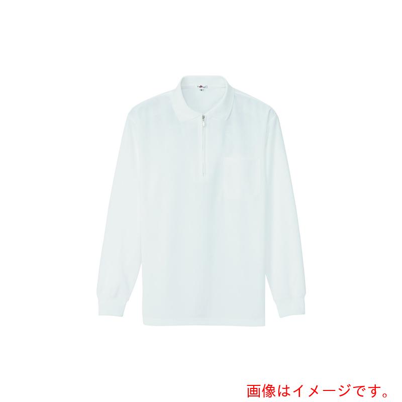 アイトス（AITOZ） 吸汗速乾（クールコンフォート）長袖ジップポロシャツ（男女兼用） ホワイト LL 【品番：10580-001-LL】