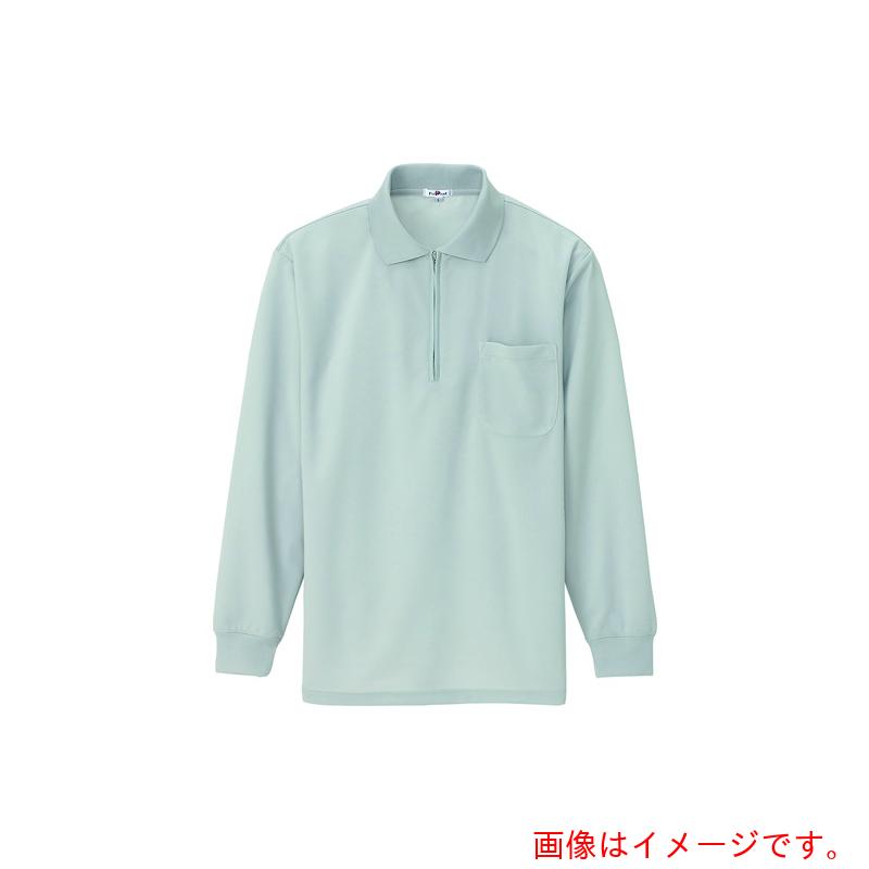 アイトス（AITOZ） 吸汗速乾（クールコンフォート）長袖ジップポロシャツ（男女兼用） グレー LL 【品番：10580-004-LL】