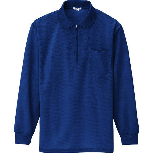 アイトス（AITOZ） 吸汗速乾（クールコンフォート）長袖ジップポロシャツ（男女兼用） ネイビー L 【品番：10580-008-L】