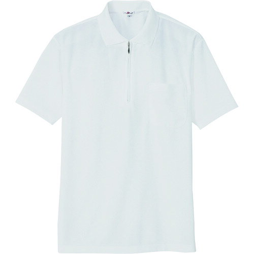 アイトス（AITOZ） 吸汗速乾（クールコンフォート）半袖ジップポロシャツ（男女兼用） ホワイト M 【品番：10581-001-M】