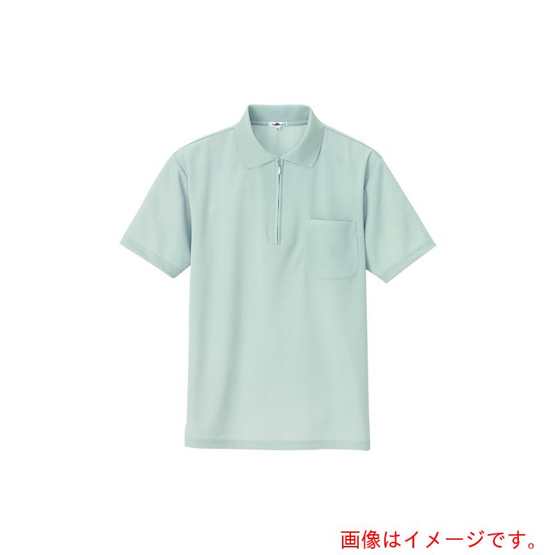アイトス（AITOZ） 吸汗速乾（クールコンフォート）半袖ジップポロシャツ（男女兼用） グレー LL 【品番：10581-004-LL】