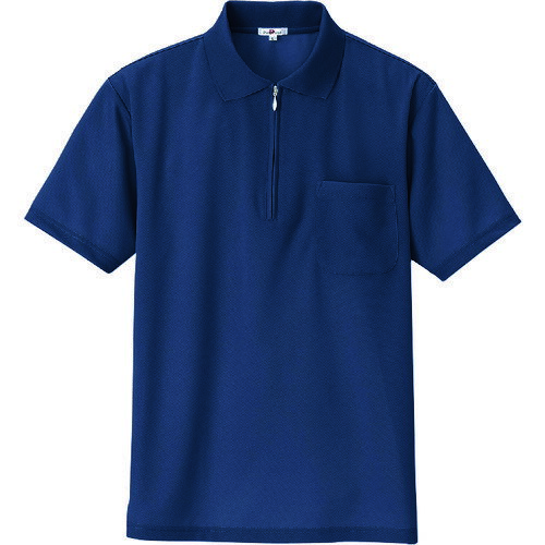 アイトス（AITOZ） 吸汗速乾（クールコンフォート）半袖ジップポロシャツ（男女兼用） ネイビー M 【品番：10581-008-M】