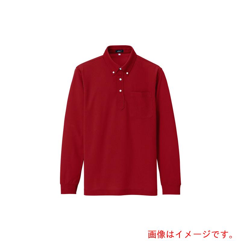 アイトス（AITOZ） 吸汗速乾（クールコンフォート）長袖ボタンダウンポロシャツ（男女兼用） レッド LL 【品番：10598-009-LL】
