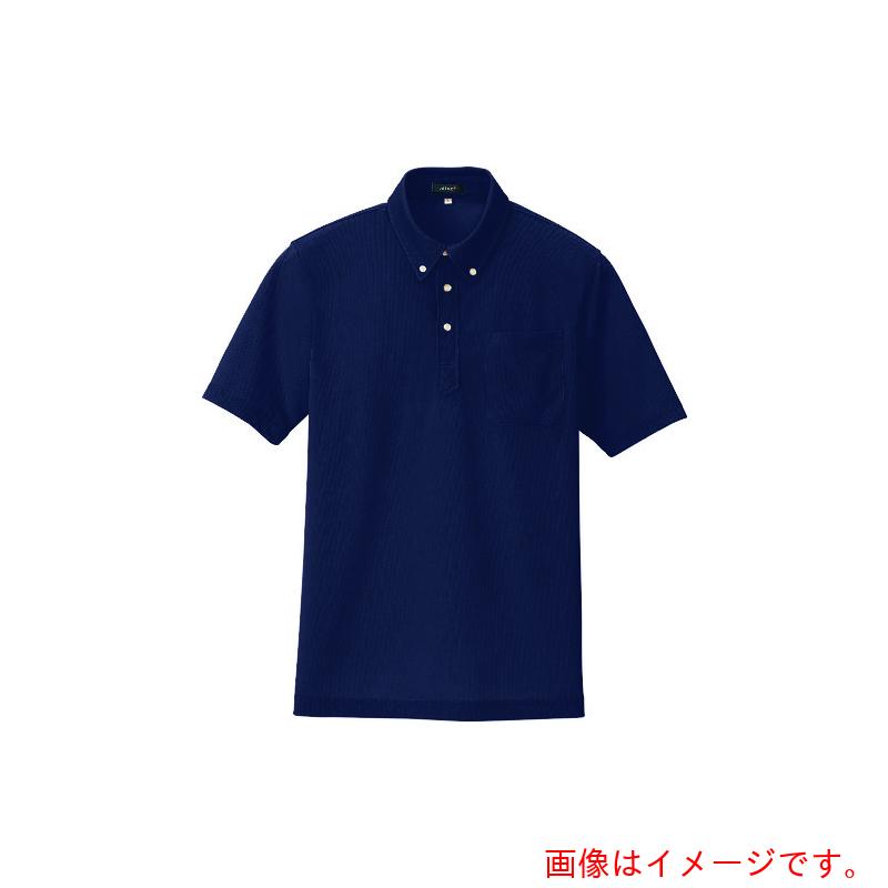 アイトス（AITOZ） 吸汗速乾（クールコンフォート）半袖ボタンダウンポロシャツ（男女兼用） ネイビー 5 【品番：10599-008-5】
