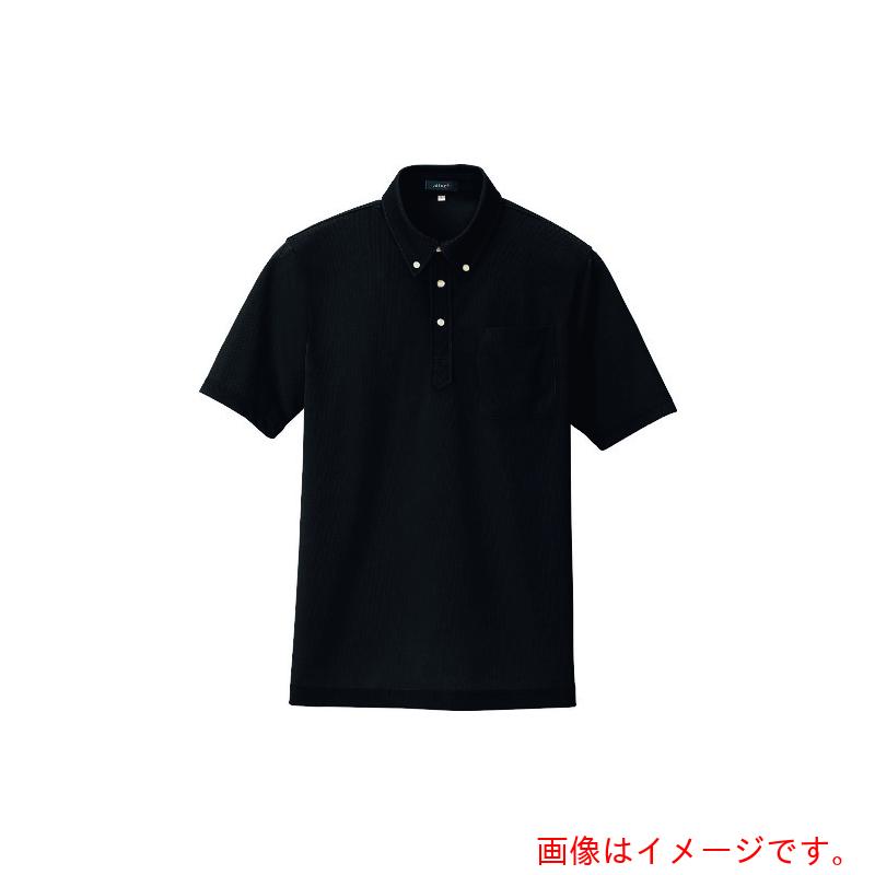 アイトス（AITOZ） 吸汗速乾（クールコンフォート）半袖ボタンダウンポロシャツ（男女兼用） ブラック 9 【品番：10599-010-9】