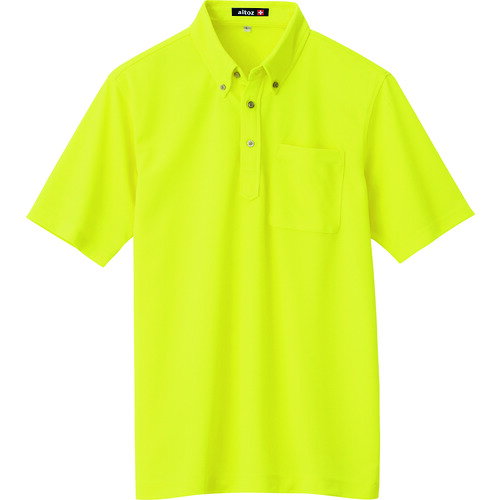 アイトス（AITOZ） 吸汗速乾（クールコンフォート）半袖ボタンダウンポロシャツ（男女兼用） ハイパーイエロー L 【品番：10599-091-L】