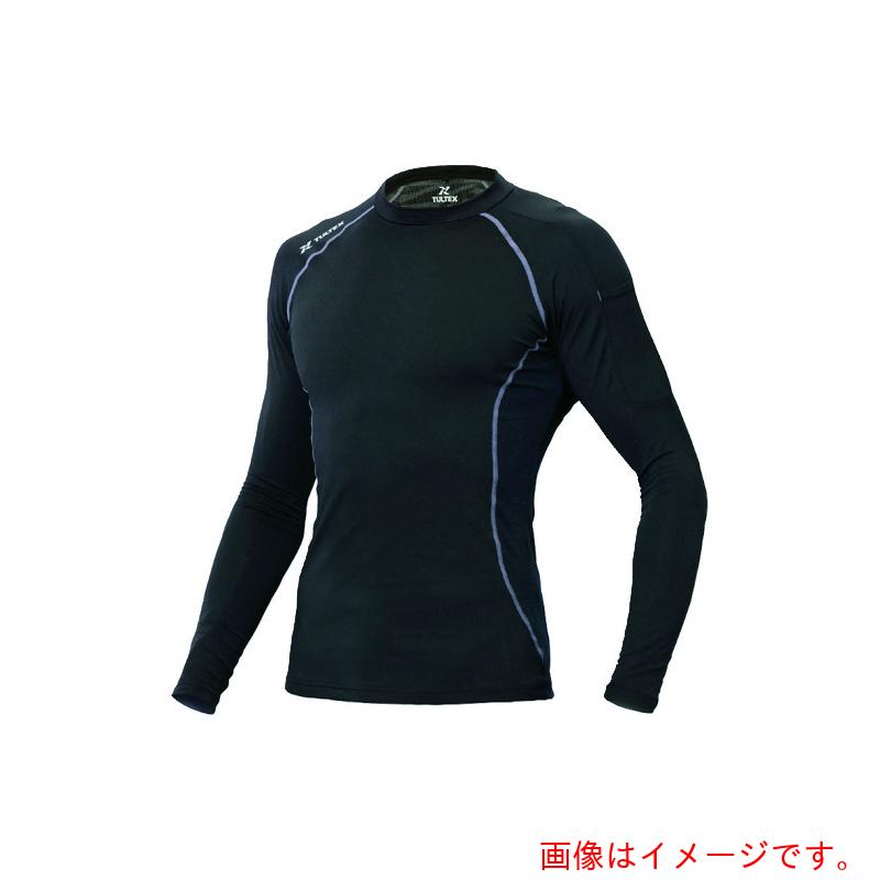 【メール便対応】アイトス（AITOZ） 冷感プリントコンプレスフィット長袖シャツ ブラック M 【品番：AZ10610-010-M】