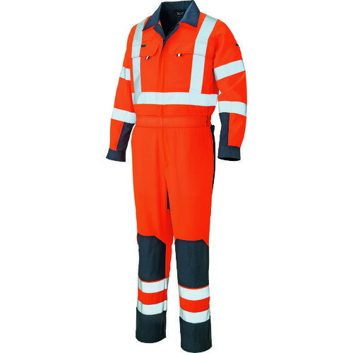 アイトス（AITOZ）　ツナギ（男女兼用）　ハイパーオレンジ×ネイビー　3L　【品番：2752-093-3L】