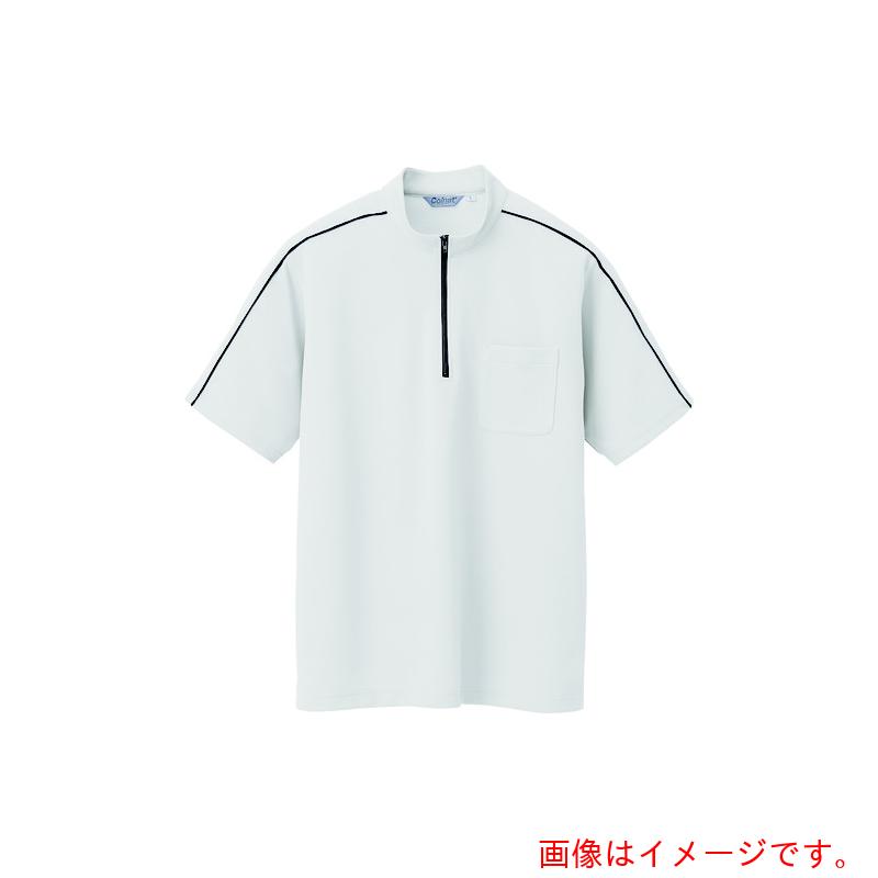 アイトス（AITOZ） 半袖クイックドライジップシャツ（男女兼用） ホワイト 5L 【品番：CL3000-024-5L】