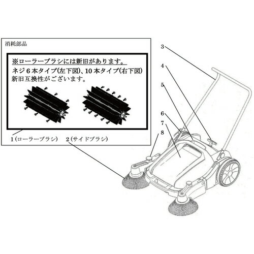 アクアシステム AJL920S用 左右サイドブラシセット(ネジ付2個入り) 【品番:ECSW900500】