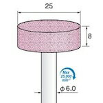 アルゴファイルジャパン（ARGOFILE）　軸付ピンク砥石＃60　Φ25X8　Φ6．0軸　PA砥粒　　5本入り　【品番：GS521】(4)