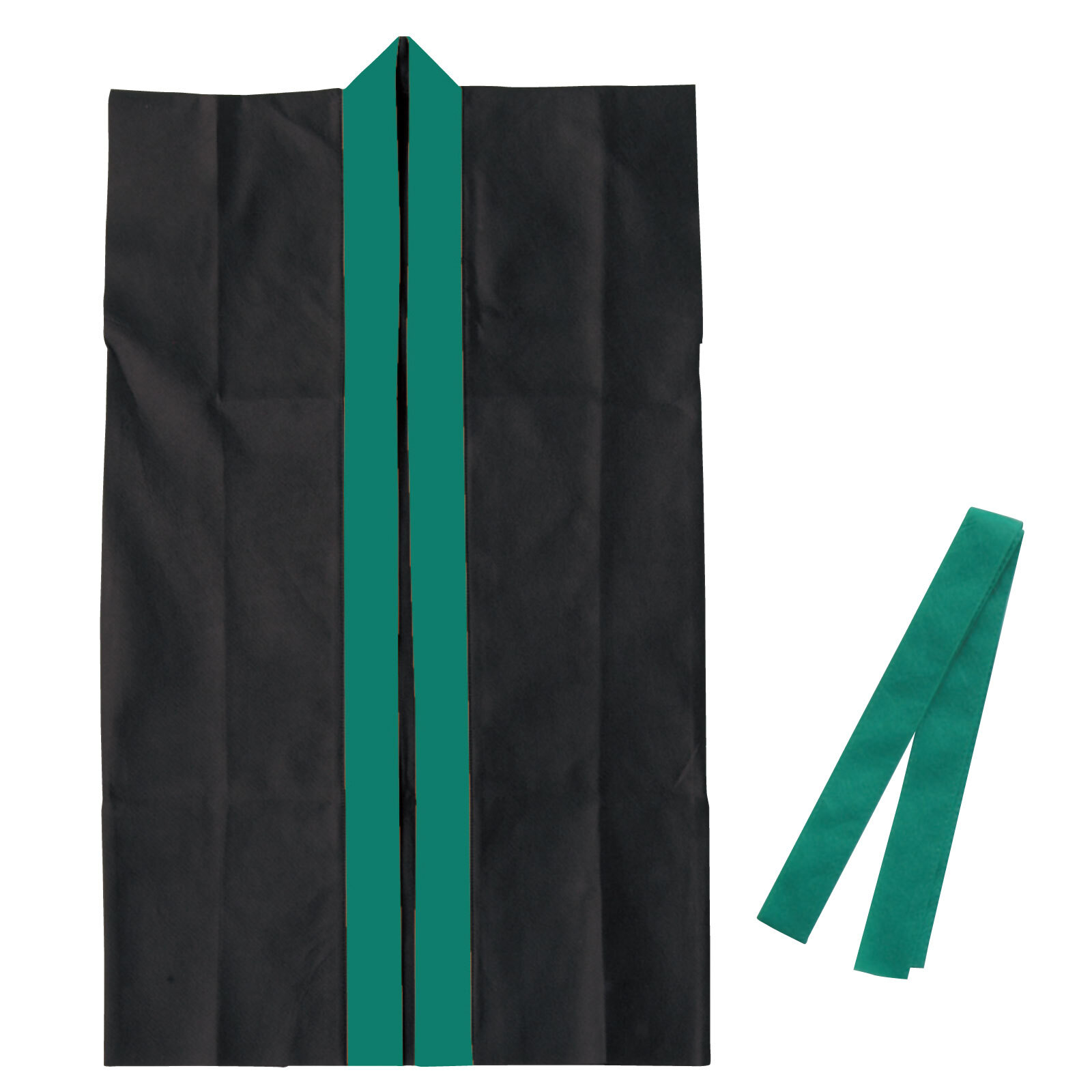 アーテック　ArTeC　カラー不織布ロングハッピ（ハチマキ付） 黒（緑襟） M　【品番：19072】