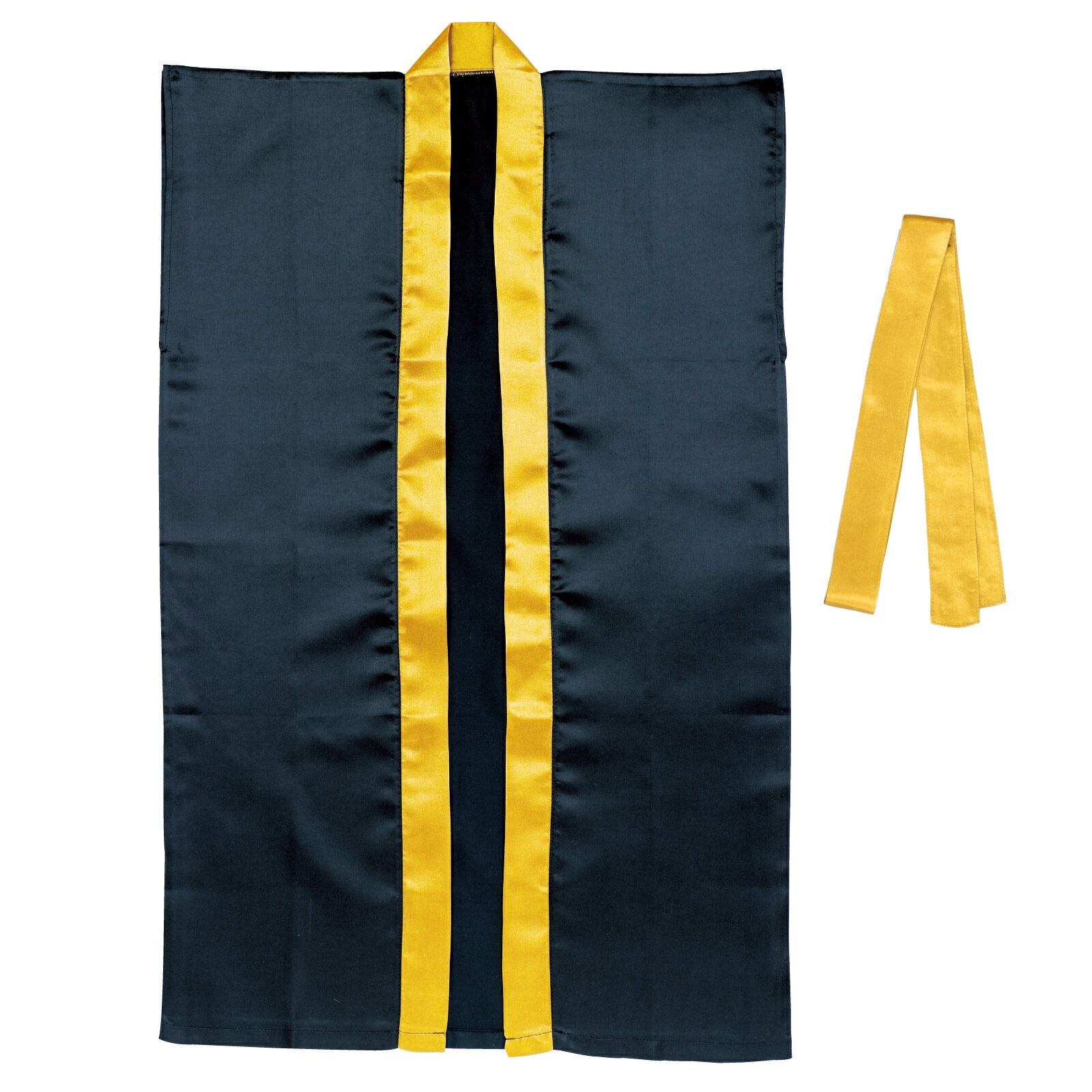 アーテック　ArTeC　サテンロングハッピ（ハチマキ付） 黒（襟金） M　【品番：19098】