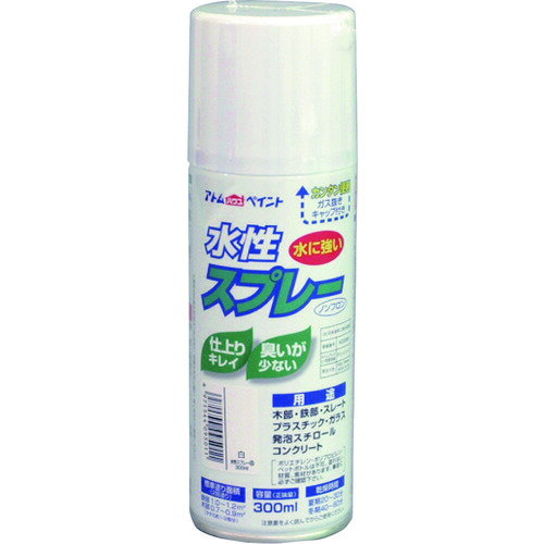 アトムサポート　アトムペイント　水性スプレー　300ML　ホワイト　【品番：00001-09501】