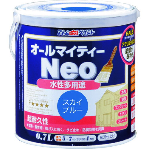 Coating, Repair, Various Materials - 【別途送料あり】アトムサポート　アトムペイント　水性オールマイティーネオ　0．7L　スカイブルー　【6個】　【品番：00001-18780】