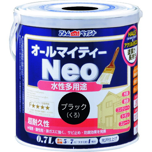 Paint - 【別途送料あり】アトムサポート　アトムペイント　水性オールマイティーネオ　0．7L　ブラック　【6個】　【品番：00001-18805】